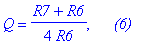Q = 1/4/R6*(R7+R6), `     (6)`