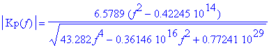 abs(Kp(f)) = 6.5789*(f^2-.42245e14)/(43.282*f^4-.36146e16*f^2+.77241e29)^(1/2)