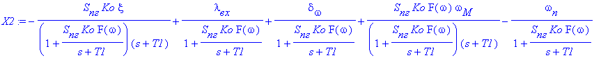 X2 := -1/(1+S[`пг`]*Ko/(s+T1)*F(omega))*S[`пг`]*Ko/(s+T1)*xi+1/(1+S[`пг`]*Ko/(s+T1)*F(omega))*lambda[`вх`]+1/(1+S[`пг`]*Ko/(s+T1)*F(omega))*delta[omega]+1/(1+S[`пг`]*Ko/(s+T1)*F(omega))*S[`пг`]*Ko/(s+T...