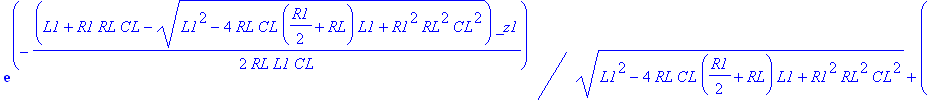 VOUT := Int(-33/10*RL*(-(((R1-5/33*L1*omega)*CL*RL+L1)*(L1^2-4*RL*CL*(1/2*R1+RL)*L1+R1^2*RL^2*CL^2)^(1/2)+(-2*L1^2*omega^2*CL^2+(2*CL+5/33*CL^2*omega*R1)*L1-R1^2*CL^2)*RL^2+5/33*RL*L1^2*CL*omega-L1^2)*...