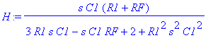 H := s*C1*(R1+RF)/(3*R1*s*C1-s*C1*RF+2+R1^2*s^2*C1^2)