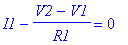 I1-(V2-V1)/R1 = 0