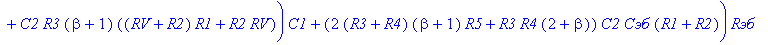 H := R5*R4*C1*s*(`Rэб`*s*`Cэб`+1+beta)*((beta*C2*R3+`Rэб`*`Cэб`)*s+1+beta)*R1/(C2*C1*((R3+R4)*R5+R3*R4)*`Cэб`^2*`Rэб`^2*((RV+R2)*R1+R2*RV)*s^4+(((((C2+`Cэб`)*(RV+R1)*R4+R3*(RV+R1)*C2+((RV+R2+R3)*R1+RV*...