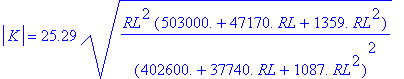 abs(K) = 25.29*(RL^2*(.5030e6+.4717e5*RL+1359.*RL^2)/(.4026e6+.3774e5*RL+1087.*RL^2)^2)^(1/2)